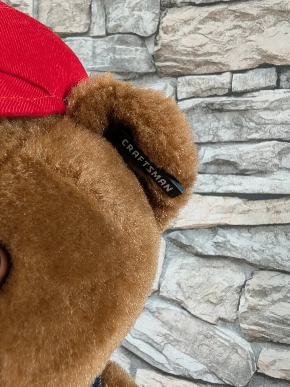 Vintage Sears Craftsman Tools Teddy Bear Plush Denim Overalls Red Hat 11